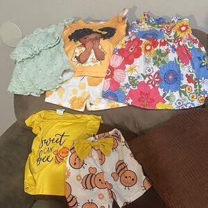 Girls Yellow Bee Shorts & Tee Matching Set